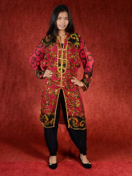 Salwar kameez, Indiase jurk of Punjabi dress rood zwart