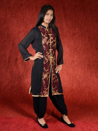 Salwar kameez, Indiase jurk of Punjabi dress zwart bordeaux