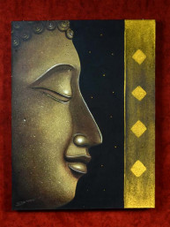 Schilderij met profiel hoofd van Boeddha