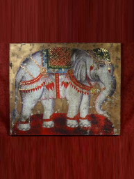 Schilderij in olieverf en bladgoud "Thaise olifant"