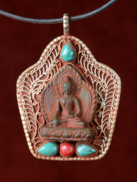 Hanger van Boeddha Bhumiparsa mudra groen speksteen