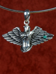 Zilveren hanger Angel wings (Engelenvleugel) met turkoois