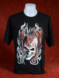Origineel T-Shirt Chinese Draak met schedel en Yin-Yang symbool