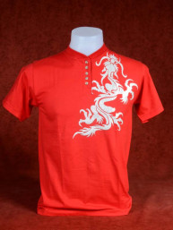 Shirt met zilveren Chinese Draak rood