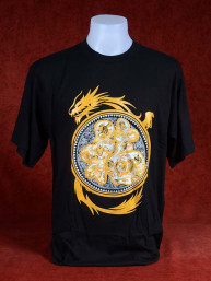 Mooi T-Shirt met afbeelding van gouden Chinese Draak
