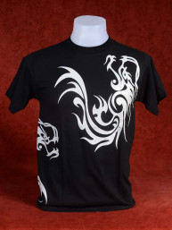 Leuk T-Shirt met twee zilveren Chinese Draken