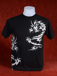 Stoer T-Shirt met twee zilveren Chinese Draken