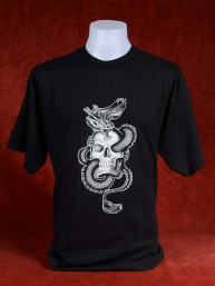 T-Shirt met zilveren Chinese Draak en schedel