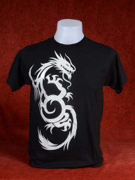 Zwart T-Shirt met zilveren Chinese Draak