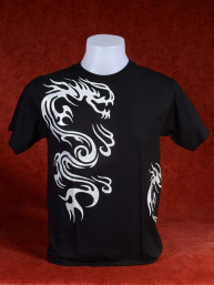 Mooi T-Shirt met afbeelding van twee zilveren Chinese Draken