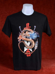 T-Shirt met Chinese Draak en zwaarden