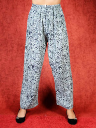 Tai chi broek met touwtje Shan print zwart