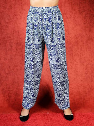 Tai chi broek met touwtje fragment print donker blauw