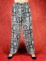 Tai chi broek met touwtje solar print zwart