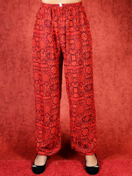 Tai chi broek met touwtje himalaya print rood