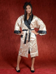 Satijnen Kimono tweezijdig draagbaar Goud - Zwart
