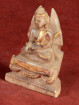 Oud albasten beeldje van Mandalay Boeddha op troon