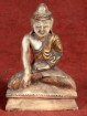 Albasten Boeddha in Bhumisparsha met goudaccenten