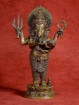 Staande Ganesha brons op lotus met rat