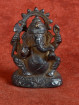 Miniatuur Ganesha Brons Donkerbruine Patina Met Attributen