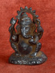 Miniatuur Ganesha Brons Donkerbruine Patina Met Attributen