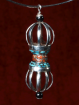 Grote Tibetaanse Vajra Hanger Zilver Turkoois en Rode Koraal