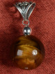 Zilveren Hanger met Tijgeroog Bol 925 Handgemaakt