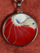 Zilveren hanger met Nautilus schelp en rode hars inleg