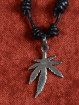 Zilveren Marihuana Blad Hanger met Leren Koord