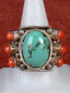 Tibetaanse ring met turkoois en koraal edelsteentjes