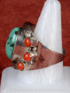 Tibetaanse ring met turkoois en koraal edelsteentjes