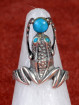 Ring met kikker ingelegd met turkoois 925