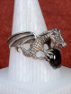 Zilveren draakring met zwarte onyx cabochon