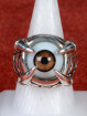 Zilveren draakklauw ring met bruin oog