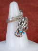 Zilveren Chinese draakring met turquoise ogen