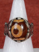 Ring met Dzi-stijl agaat in alpaca zetting