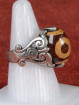 Ring met Dzi-stijl agaat in alpaca zetting