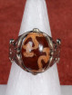 Ring met Dzi-stijl agaat in alpaca zetting