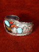 Zilveren armband met berennagel, turquoise en koraal