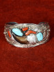 Zilveren armband met berennagel, turquoise en koraal