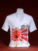 T-shirt met Yakuza print van Japanse vlag en Koi met Sumo wit