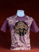 Modern T-shirt met Ganesha paars-zwart patchwork. L