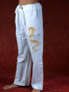Tai chi broek met geborduurde draak wit linnen