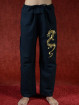 Tai chi broek met geborduurde draak zwart linnen