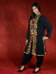 Salwar kameez, Indiase jurk of Punjabi dress zwart red flower