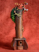 Wierookbrander met draak groot groen-rood