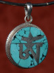 Hanger zilver "Om" ingelegd met turkoois
