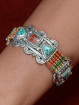 Schakelarmband Tibet, turkoois en bamboekoraal