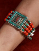 Schakelarmband Tibet, turkoois en malachiet