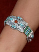 Schakelarmband Tibet, turkoois, malachiet en bamboekoraal
